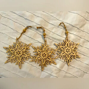 At home wood snowflakes ornaments bundle of 3